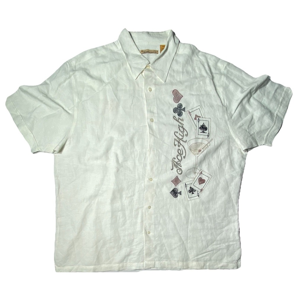 The Havanera Co Button‎ Up Shirt 2XL White With Casino Embroidery
